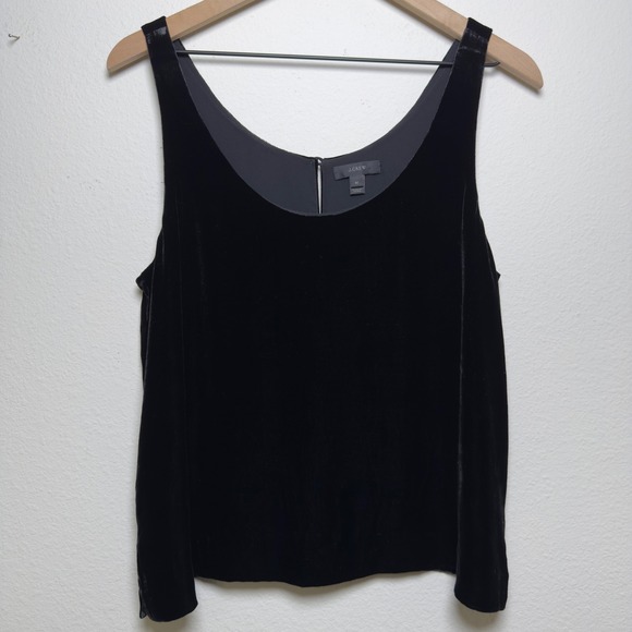 J.Crew Tops - J. Crew Women Silk Velvet Tank Top M Black Whimsigoth Scoop Neck Sleeveless